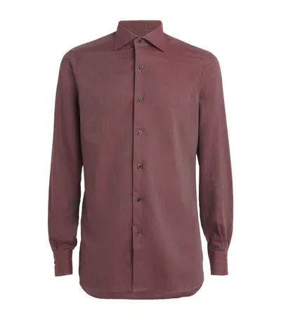 Isaia Mix Dress Shirt In Brown