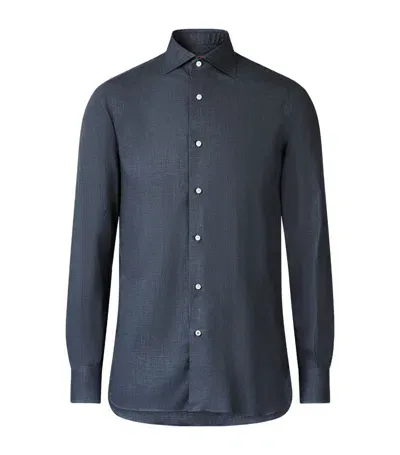 Isaia Mix Dress Shirt In Navy