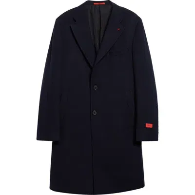 Isaia Ross Double Face Cashmere Coat In Dark Blue