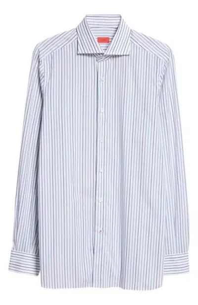 Isaia Stripe Button-up Shirt In White/green