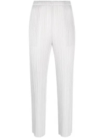 Issey Miyake Plissé Tapered-leg Cropped Trousers In Grey