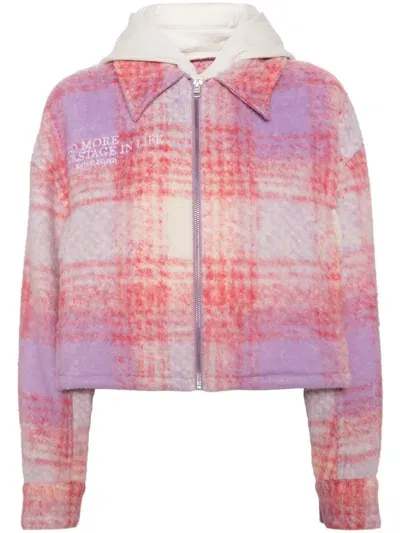 Izzue Checked Hooded Jacket In Rosa