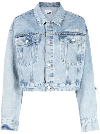 Izzue Cropped Denim Jacket In Blue