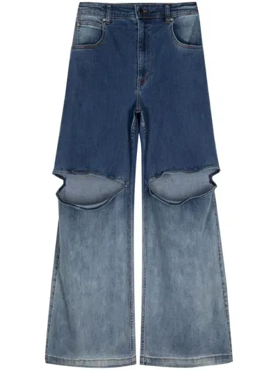 Izzue Cut-out Gradient-effect Jeans In Blue