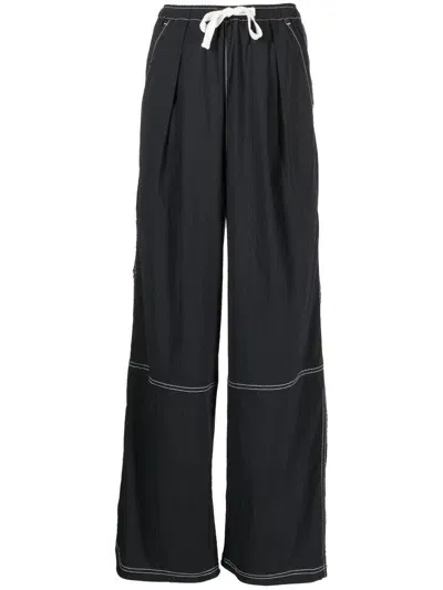 Izzue Drawstring-waist Wide-leg Trousers In Black