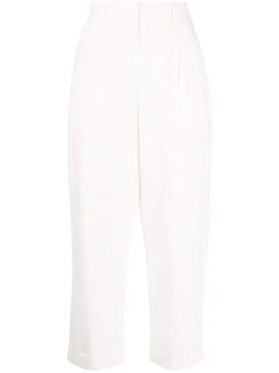 Izzue Elasticated-waist Cropped Trousers In Weiss