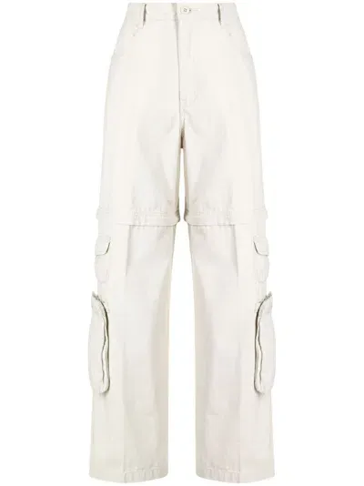 Izzue High-waisted Cotton Cargo Pants In White