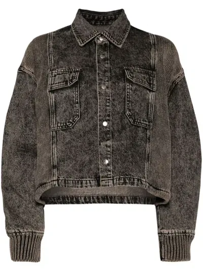 Izzue Knit-panelled Denim Jacket In Neutrals