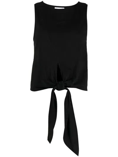 Izzue Knot-detail Cotton Tank Top In Black