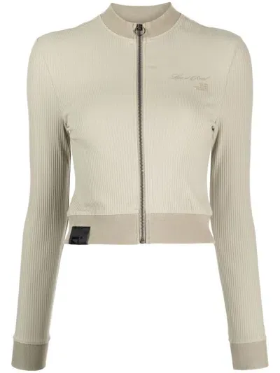 Izzue Rib-knit Zipped Sweatshirt In Neutrals