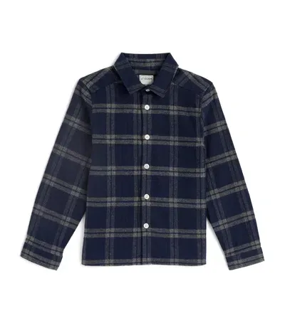 J & Josh Kids' Cotton Check Shirt In Navy