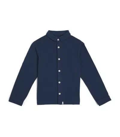 J & Josh Kids' Cotton Piqué Shirt In Navy