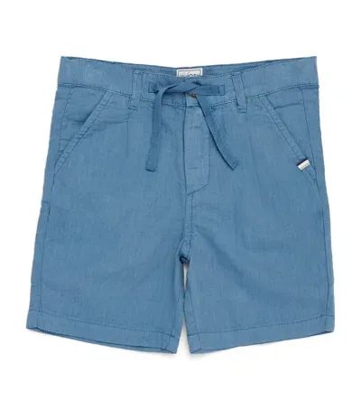 J & Josh Kids' Linen-cotton Drawstring Shorts In Blue