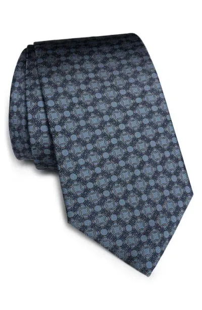 Jack Victor Ontario Chain Link Print Silk Tie In Sky Blue