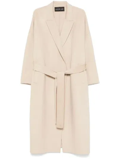 Jacob Lee Wrap-design Coat In Neutrals