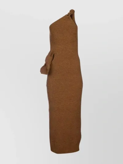 Jacquemus Knitted Dress La Robe Maille Noeud Knotted Brown In Dark Brown