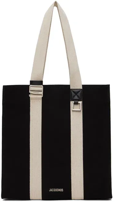 Jacquemus Black Les Classiques 'le Cabas Cuerda' Tote In White/black