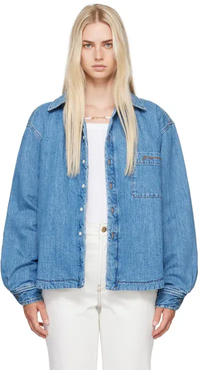 Jacquemus Blue Les Classiques 'la Chemise Boulanger' Denim Shirt In 33c Blue/tabac 2