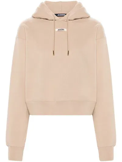 Jacquemus Hoodie Logo Grosgrain Clothing In Beige