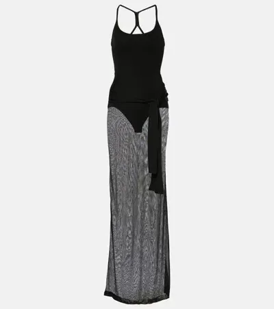 Jacquemus La Robe Maille Nodo Embellished Gown In Black