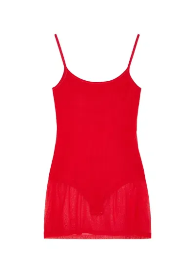 Jacquemus La Robe Maille Roupao Sheer Knitted Mini Dress In Red