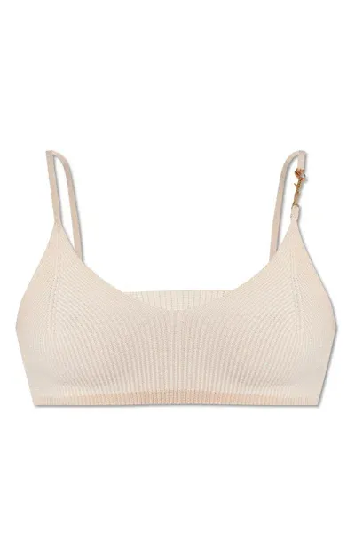 Jacquemus Le Bandeau Pralu Knit Bra In Avorio