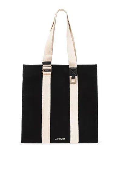 Jacquemus Le Cabas Cuerda Grosgrain Messenger Tote Bag In Black