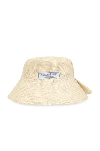 Jacquemus Le Chapeau Vela Folded Bucket Hat In Beige