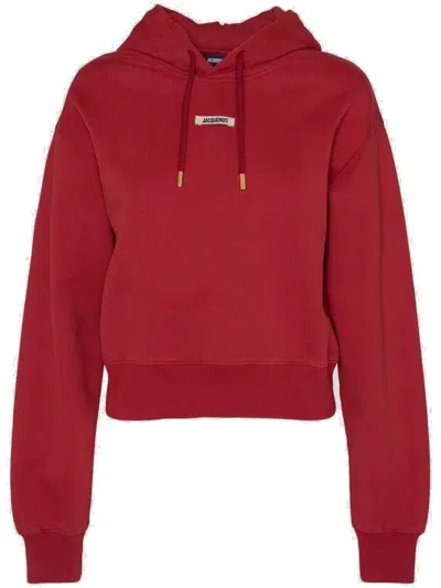 Jacquemus Le Hoodie Gros Grain Cotton Hoodie In Red