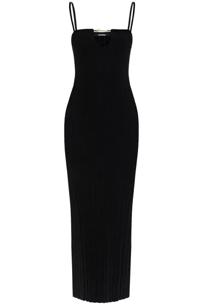 Jacquemus La Robe Sierra Black Midi Dress In Viscose Woman