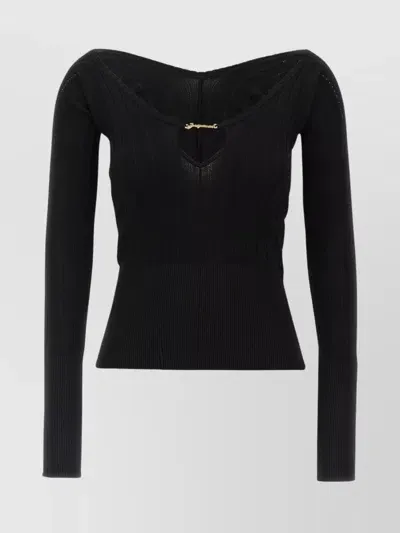 Jacquemus Le Haut Logo-plaque Top In Black