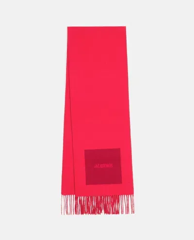 Jacquemus Rond Carre Wool Scarf In Red