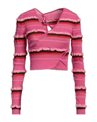 Jacquemus Le Cardigan Tordu Striped Knit Cardigan In Pink