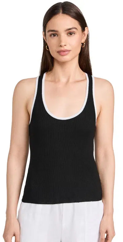 James Perse Ribbed Linen-blend Jersey Tank In Black