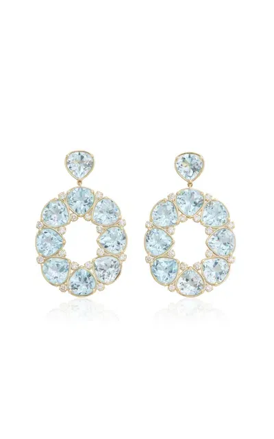 Jamie Wolf 18k Yellow Gold Diamond And Topaz Earrings In Blue