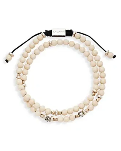 Jan Leslie Men's Bone Beaded Wrap Bracelet With Sterling Silver In White