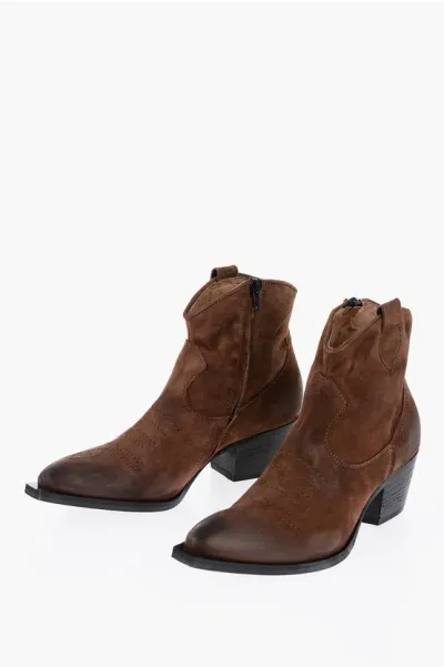 Je T'aime Suede Betty09 Western Booties 6cm In Brown