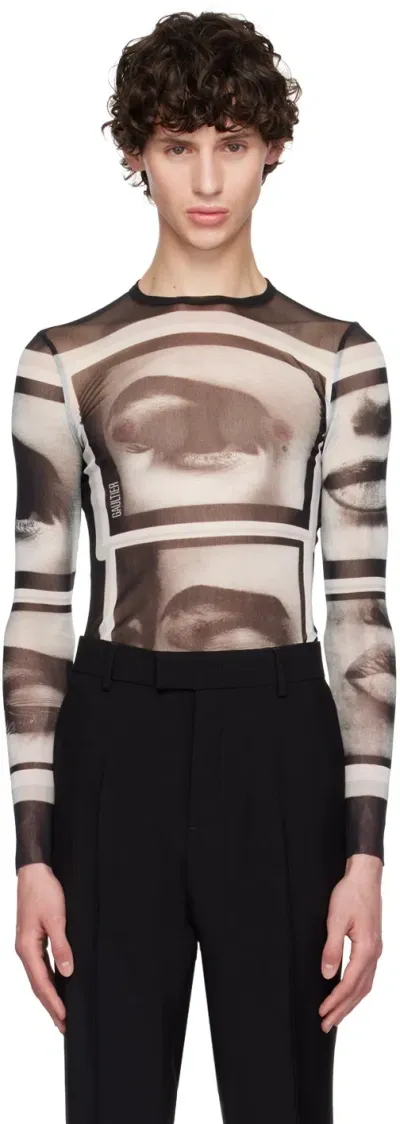 Jean Paul Gaultier Black 'the Eyes And Lips' Long Sleeve T-shirt In Grau