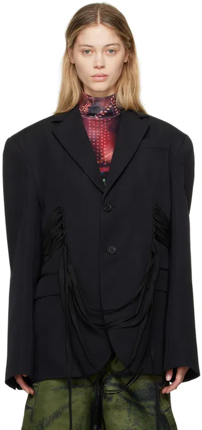 Jean Paul Gaultier Black 'the Lace-up Suit' Blazer In 00-black