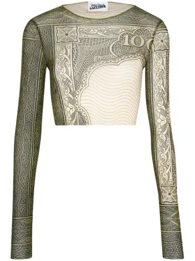 Jean Paul Gaultier Cartouche Graphic-print Cropped Tank Top In Green