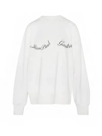 Jean Paul Gaultier Crewneck Cotton Sweatshirt With "" Detail Clothing In White