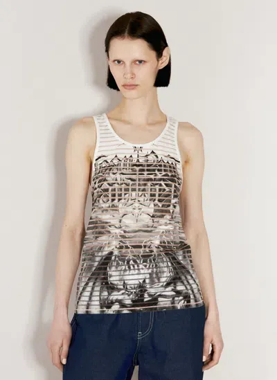 Jean Paul Gaultier The Black Diablo Tank Top Woman White In Cotton In Black&white