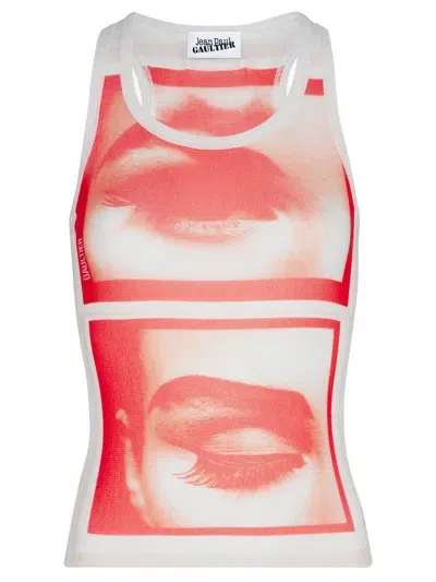 Jean Paul Gaultier Eyes And Lips Tank Top Donna Black In Polyamide In White