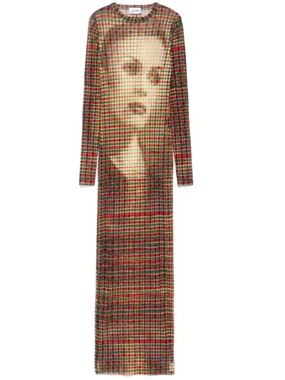 Jean Paul Gaultier Face-print Dress In Beige