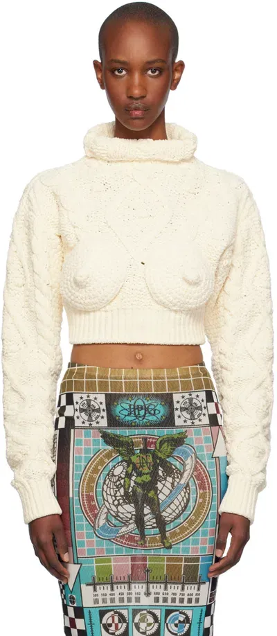 Jean Paul Gaultier Conical-bra Detail Cropped Sweater In Neutrals