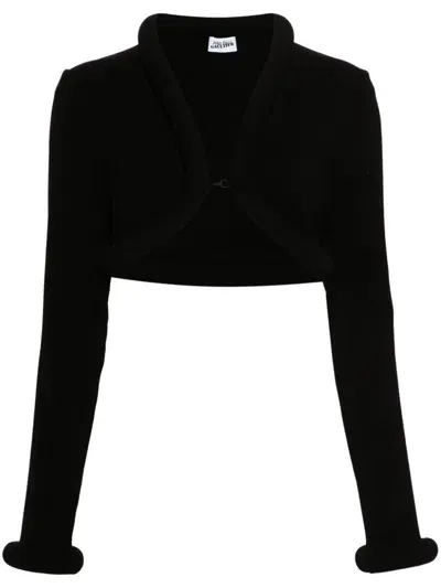 Jean Paul Gaultier Padded-trim Cropped Cardigan In Black