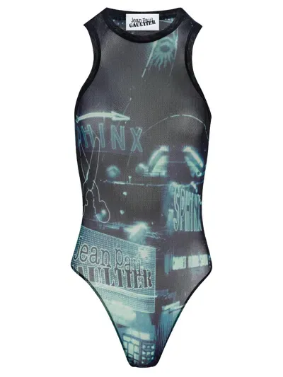 Jean Paul Gaultier Pigalle Bodysuit Woman Navy  In Polyamide In Blue