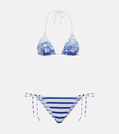 Jean Paul Gaultier Bedruckter Bikini In 0159 White/navy