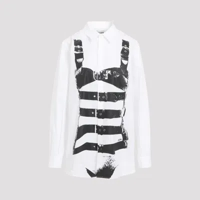 Jean Paul Gaultier Printed Poplin Shirt In White