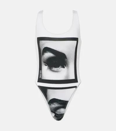 Jean Paul Gaultier Printed Swimsuit In White